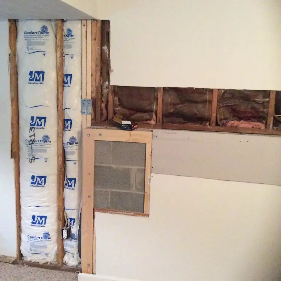 Wall insulation replacement during Basement Flood Cleanup in St. Gabriel